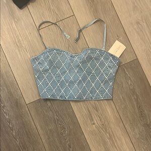 Studded Blue Crop Top